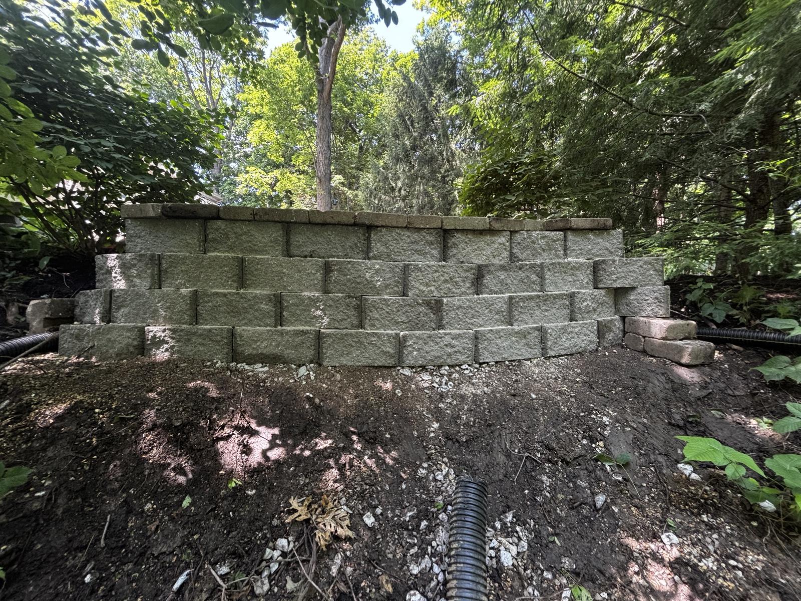 Completed retaining wall